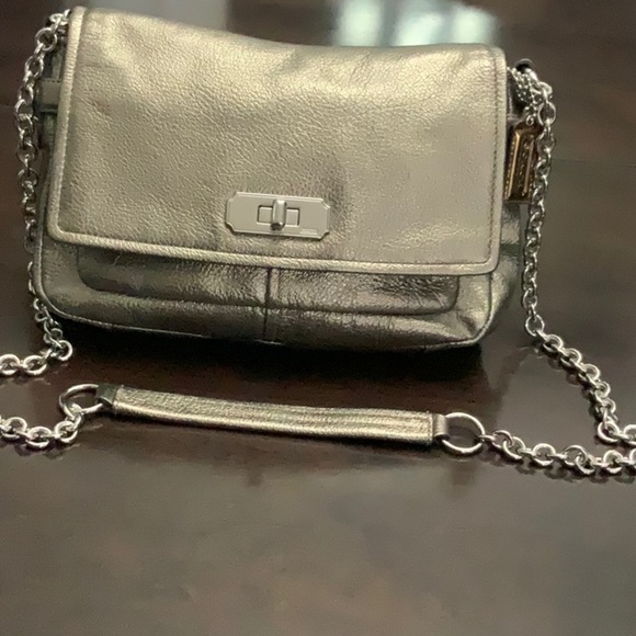 Coach Handbags - Coach Metallic Silver Crossbody Shoulder Bag